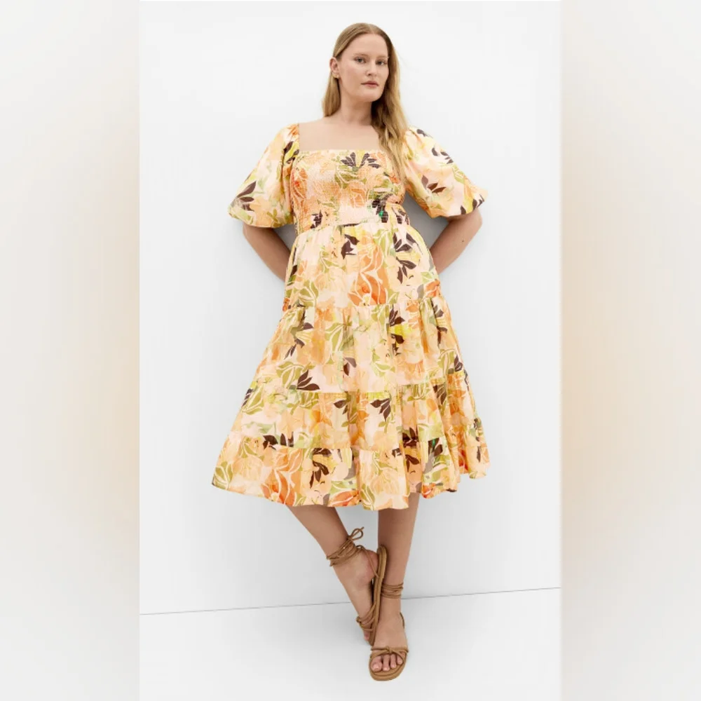 City Chic Floral Puff Sleeve Dress